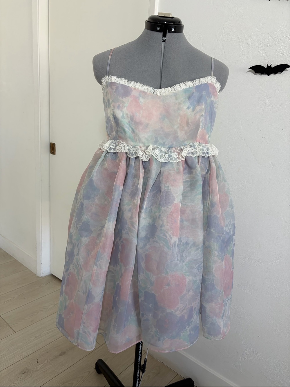 Selkie Pastel Pink & Blue Floral Lace-Trim Dress XL